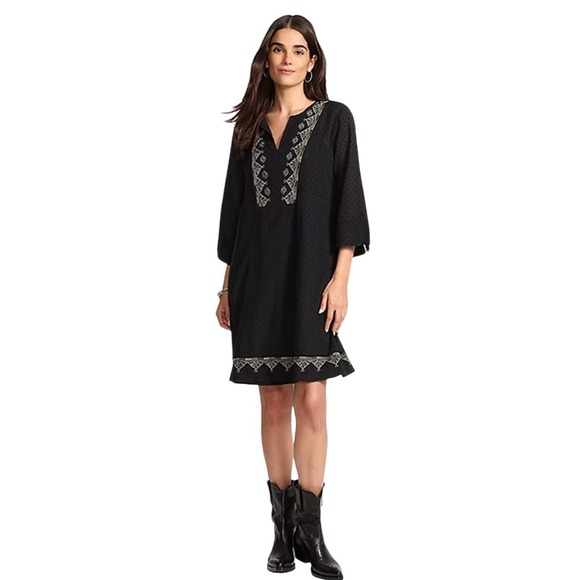 Johnny Was Dresses & Skirts - NWT Calme by JOHNNY WAS DOBBY PRINCESS DRESS Embroidered Cotton Blend‎ Midi-M